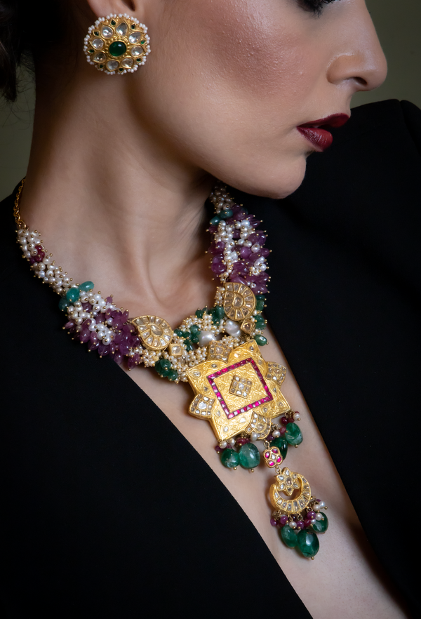 Polki and 22 Kt Gold Statement Necklace